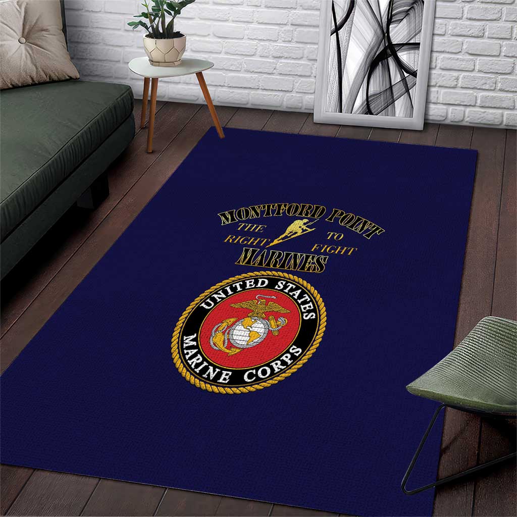 Montford Point Marines Area Rug African American Heroes Navy Blue - African Pride