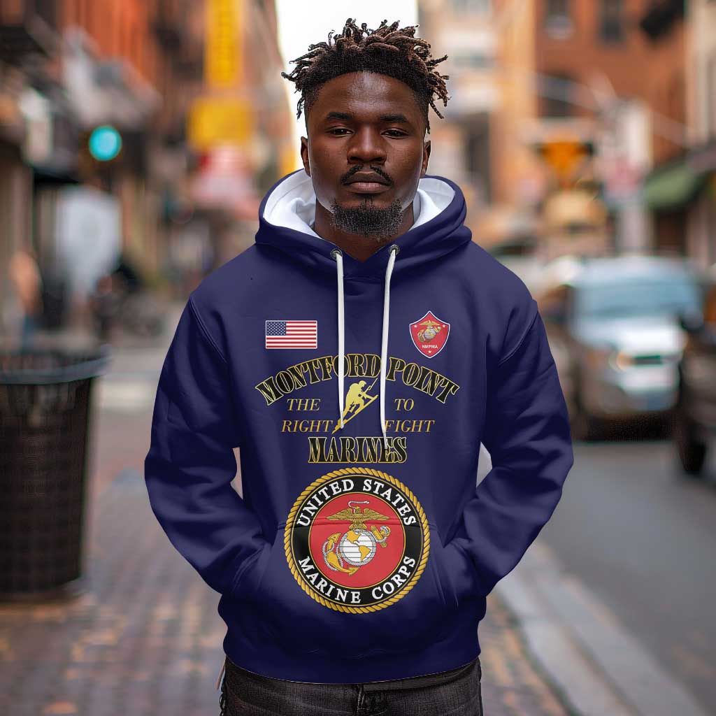 Montford Point Marines Hoodie African American Heroes Navy Blue - African Pride
