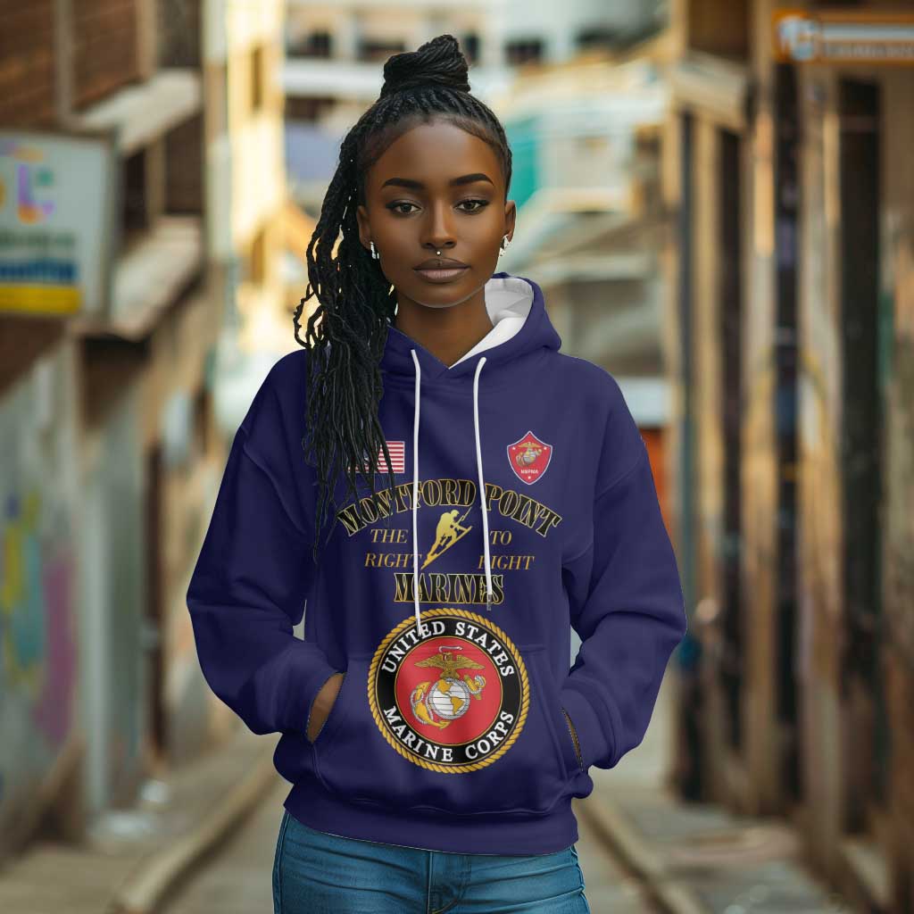 Montford Point Marines Hoodie African American Heroes Navy Blue - African Pride