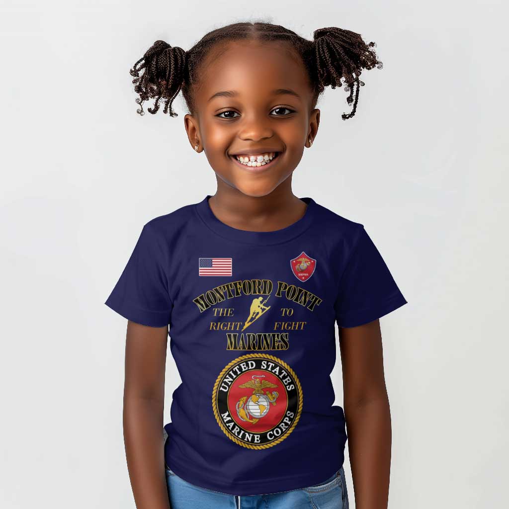 Montford Point Marines Kid T shirt African American Heroes Navy Blue - African Pride