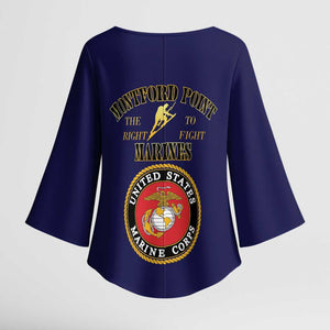 African American Marine Corps Legacy Kimono Sleeve Blouse Montford Point Heritage Navy Blue