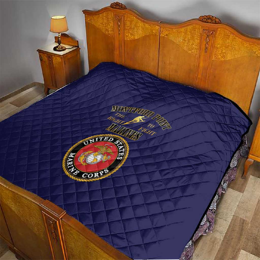 Montford Point Marines Quilt African American Heroes Navy Blue - African Pride