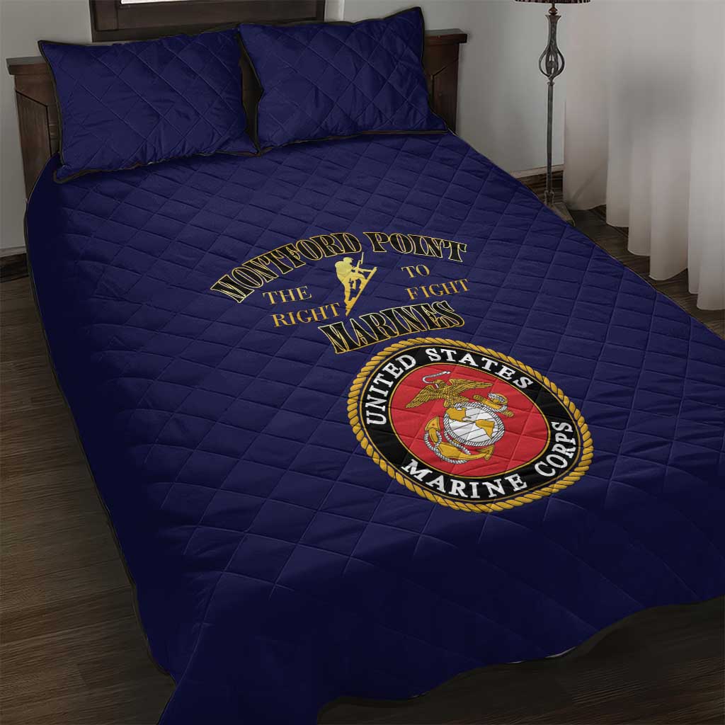 Montford Point Marines Quilt Bed Set African American Heroes Navy Blue - African Pride