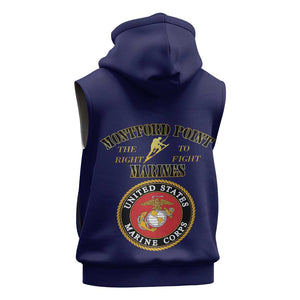 Montford Point Marines Sleeveless Hoodie African American Heroes Navy Blue - African Pride