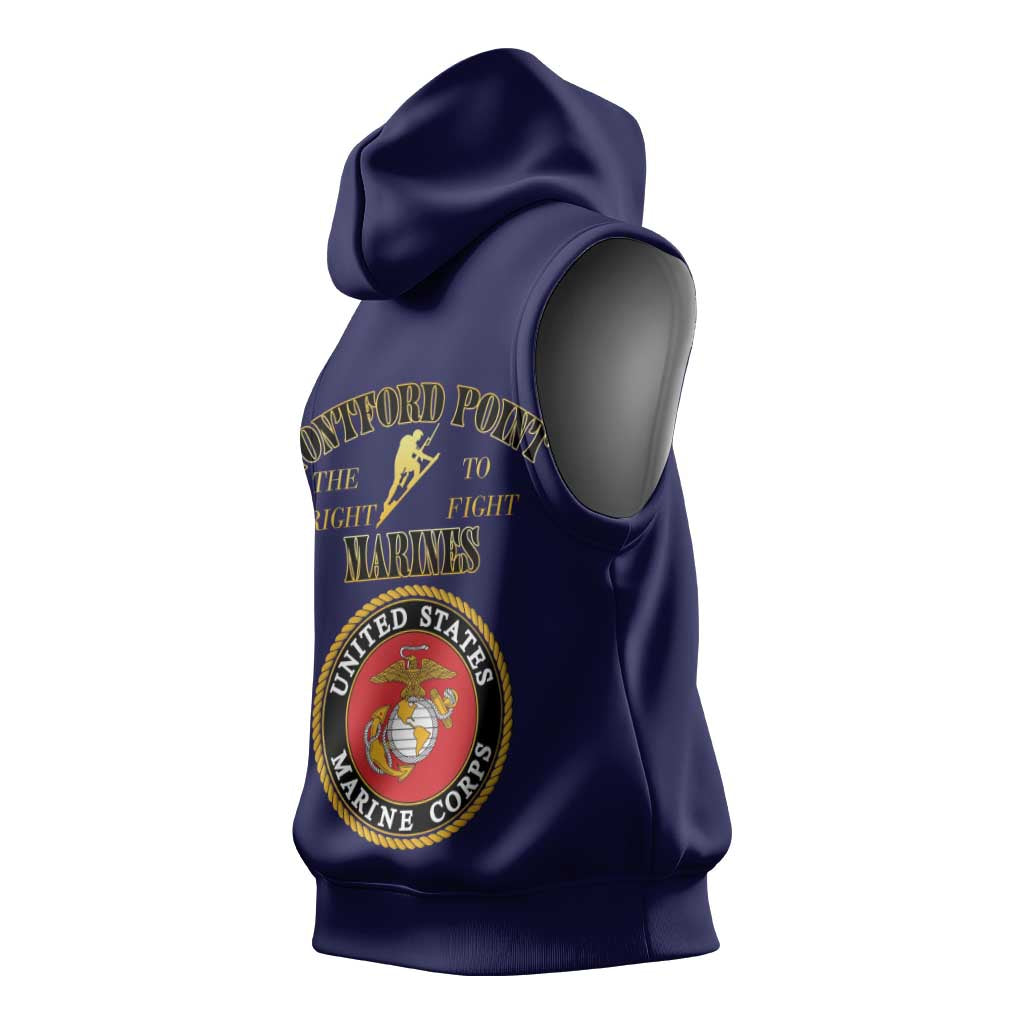 Montford Point Marines Sleeveless Hoodie African American Heroes Navy Blue - African Pride