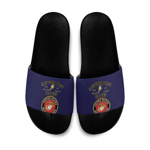 African American Marine Corps Legacy Slide Sandals Montford Point Heritage Navy Blue