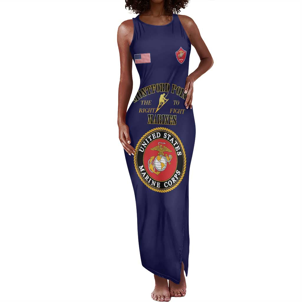 Montford Point Marines Tank Maxi Dress African American Heroes Navy Blue - African Pride