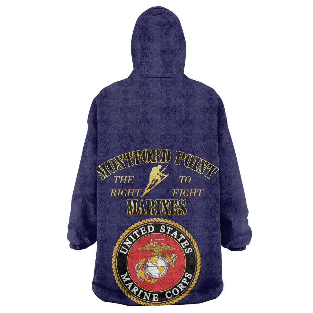 Montford Point Marines Wearable Blanket Hoodie African American Heroes Navy Blue - African Pride