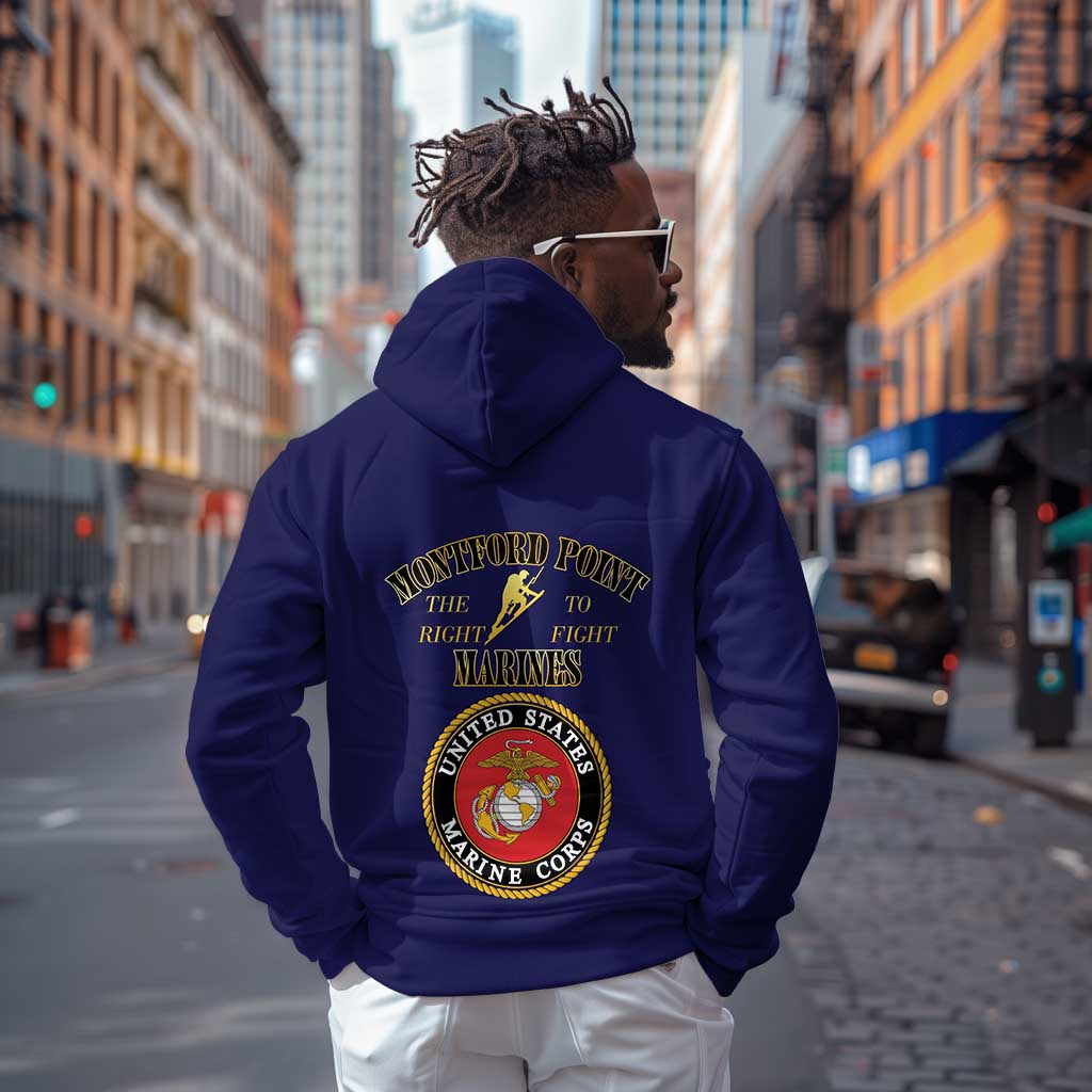 Montford Point Marines Zip Hoodie African American Heroes Navy Blue - African Pride