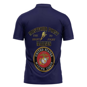 African American Marine Corps Legacy Zipper Polo Shirt Montford Point Heritage Navy Blue