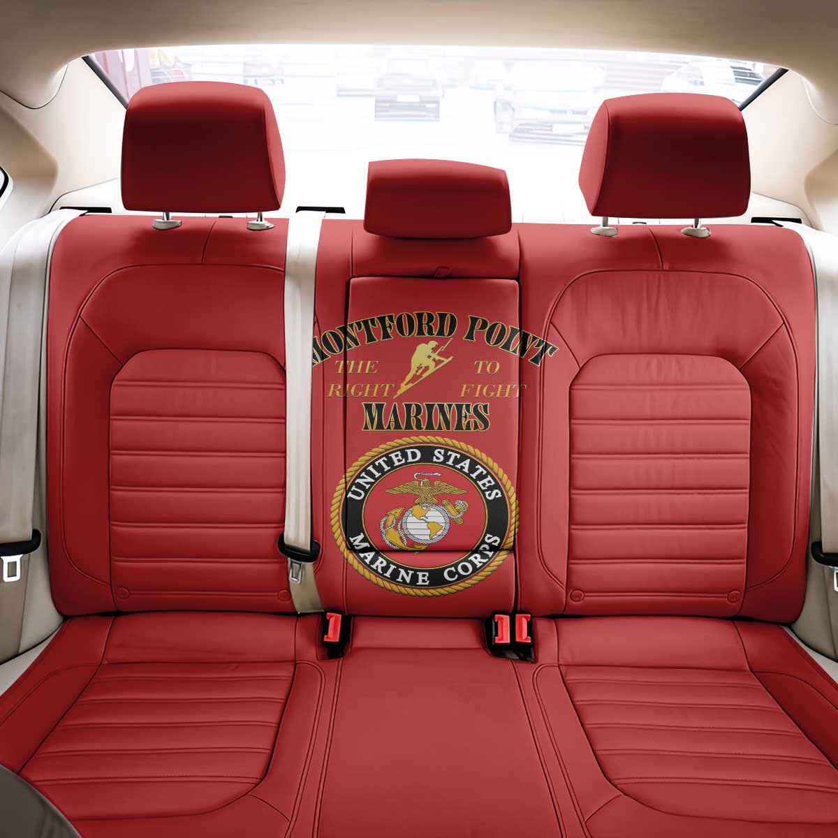 Montford Point Marines Back Car Seat Cover African American Heroes Red - African Pride