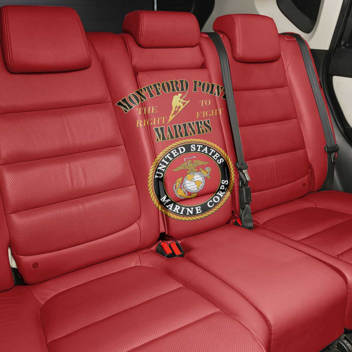 Montford Point Marines Back Car Seat Cover African American Heroes Red - African Pride