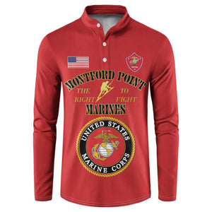 African American Marine Corps Legacy Button Sweatshirt Montford Point Heritage Red