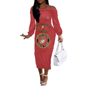 Montford Point Marines Off The Shoulder Long Sleeve Dress African American Heroes Red - African Pride