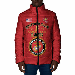African American Marine Corps Legacy Padded Jacket Montford Point Heritage Red