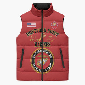 African American Marine Corps Legacy Sleeveless Puffer Jacket Montford Point Heritage Red