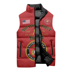 African American Marine Corps Legacy Sleeveless Puffer Jacket Montford Point Heritage Red