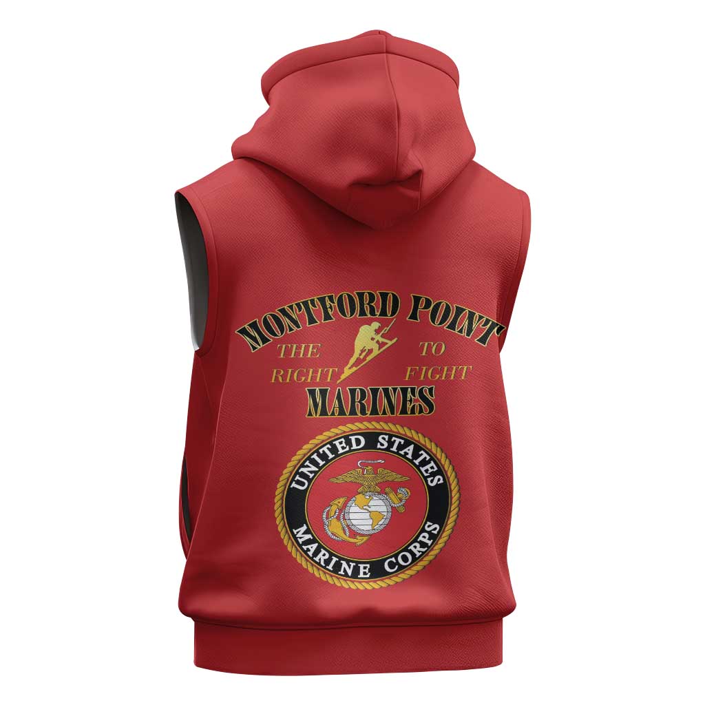 Montford Point Marines Sleeveless Zip Hoodie African American Heroes Red - African Pride
