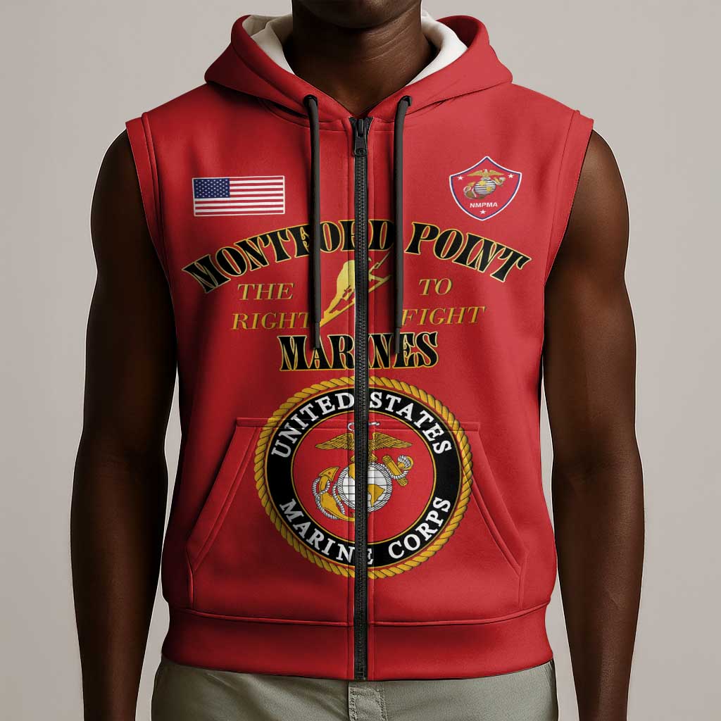 Montford Point Marines Sleeveless Zip Hoodie African American Heroes Red - African Pride