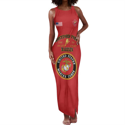 Montford Point Marines Tank Maxi Dress African American Heroes Red - African Pride