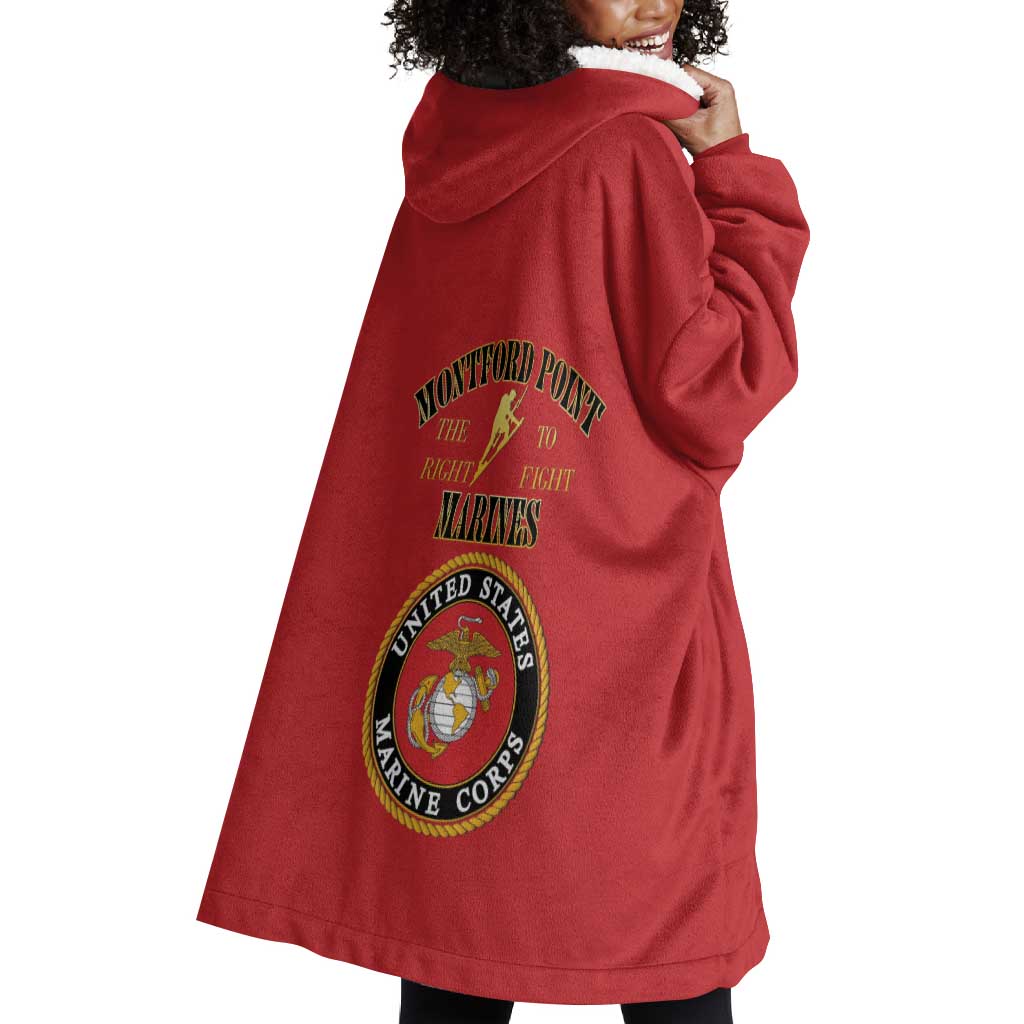 Montford Point Marines Wearable Blanket Hoodie African American Heroes Red - African Pride