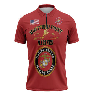 African American Marine Corps Legacy Zipper Polo Shirt Montford Point Heritage Red