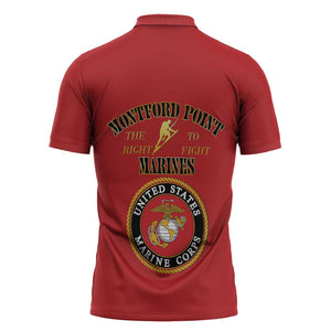 African American Marine Corps Legacy Zipper Polo Shirt Montford Point Heritage Red