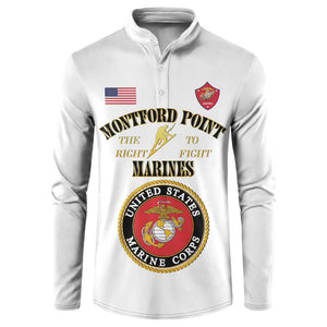 African American Marine Corps Legacy Button Sweatshirt Montford Point Heritage White