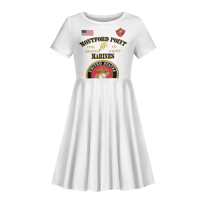 Montford Point Marines Kid Short Sleeve Dress African American Heroes White - African Pride