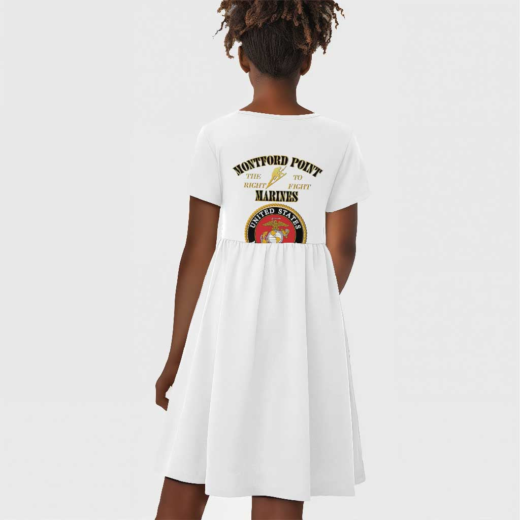 Montford Point Marines Kid Short Sleeve Dress African American Heroes White - African Pride