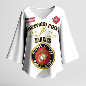 African American Marine Corps Legacy Kimono Sleeve Blouse Montford Point Heritage White