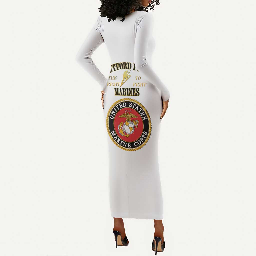 Montford Point Marines Long Sleeve Bodycon Dress African American Heroes White - African Pride