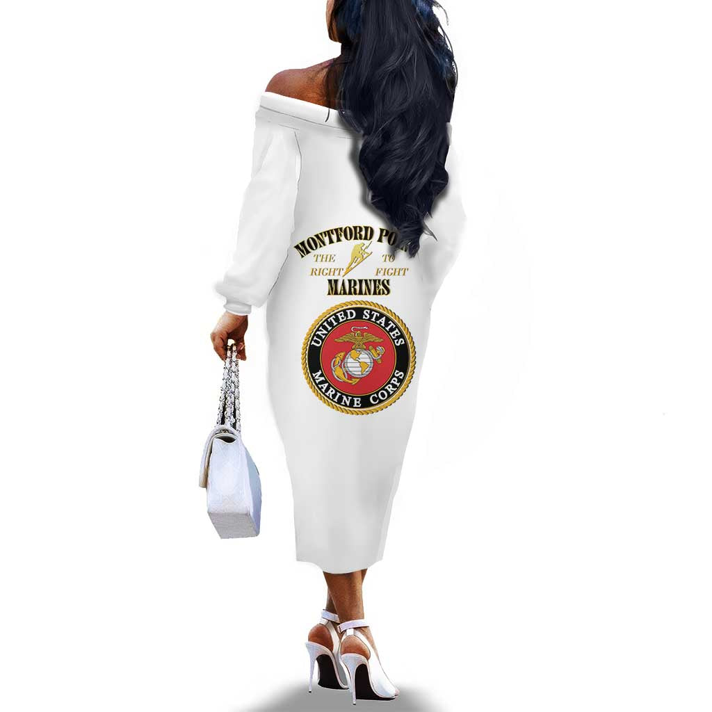 Montford Point Marines Off The Shoulder Long Sleeve Dress African American Heroes White - African Pride