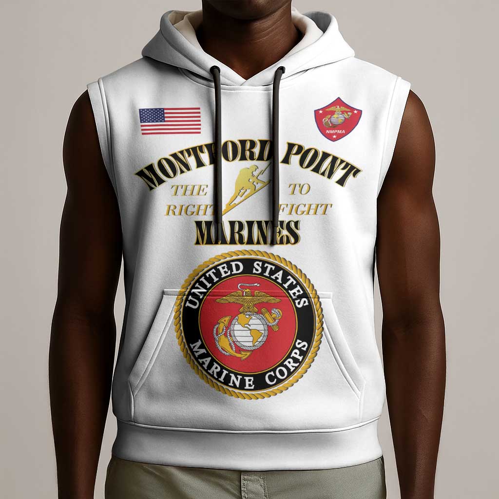 Montford Point Marines Sleeveless Hoodie African American Heroes White - African Pride