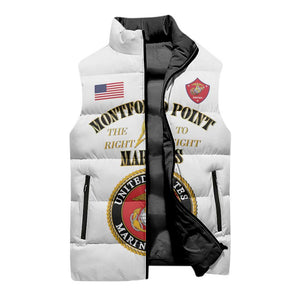 African American Marine Corps Legacy Sleeveless Puffer Jacket Montford Point Heritage White