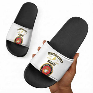 African American Marine Corps Legacy Slide Sandals Montford Point Heritage White