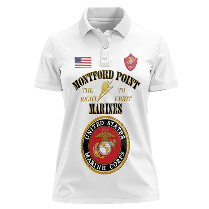 Montford Point Marines Women Polo Shirt African American Heroes White - African Pride