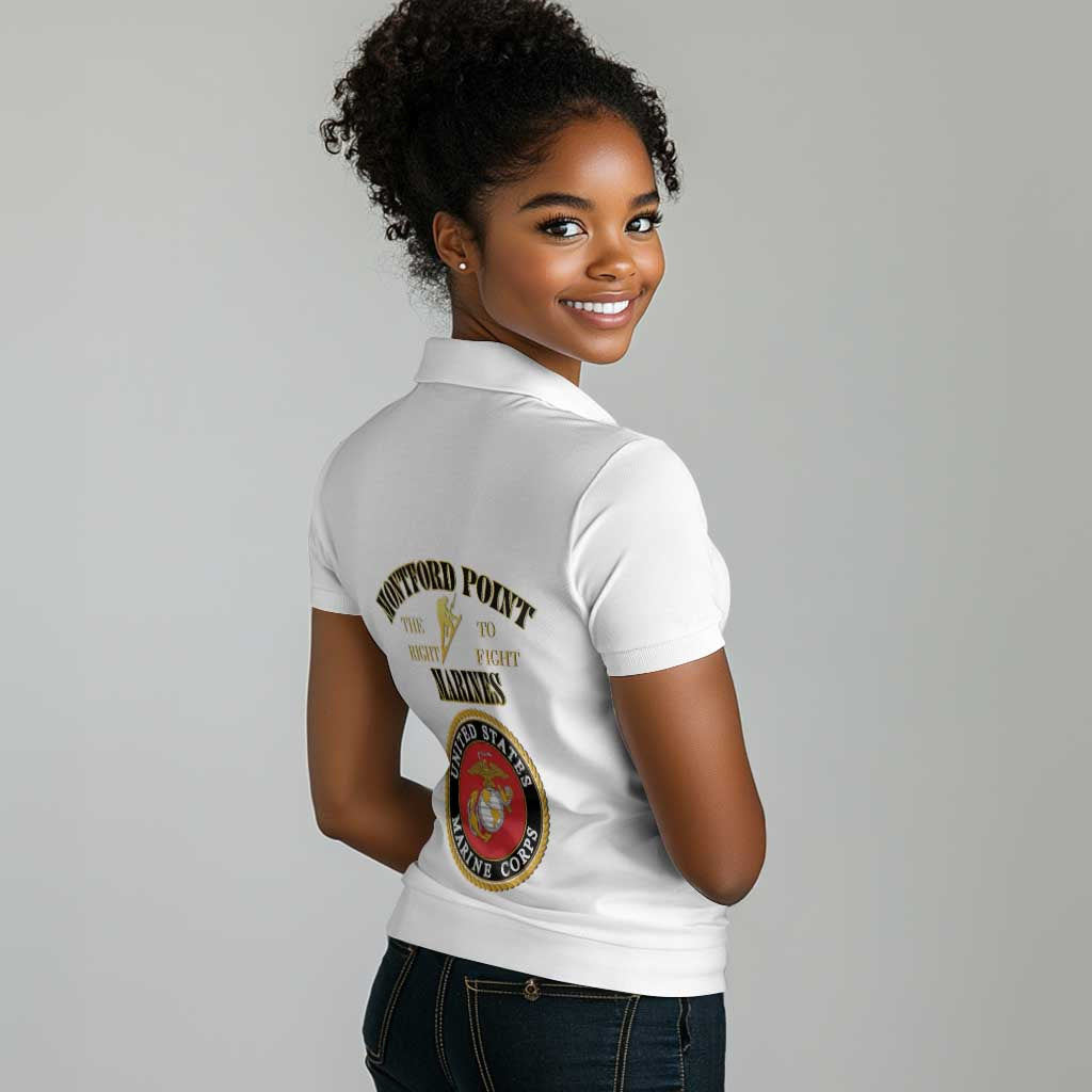 Montford Point Marines Women Polo Shirt African American Heroes White - African Pride