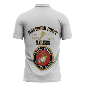 African American Marine Corps Legacy Zipper Polo Shirt Montford Point Heritage White