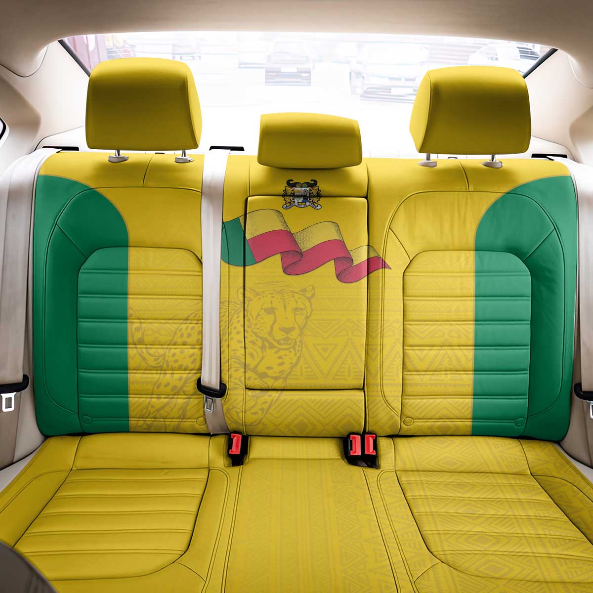 Afro Benin Football Back Car Seat Cover Come On Les Guepards - African Pride