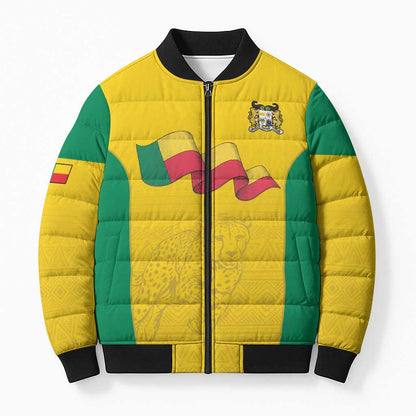 Custom Benin Football Bomber Puffer Jacket Go Champions Les Guepards