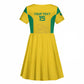 Afro Benin Football Custom Kid Short Sleeve Dress Come On Les Guepards LT15