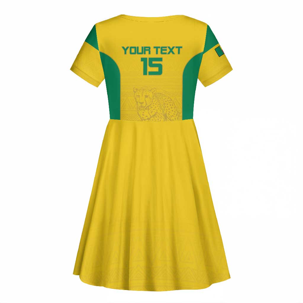 Afro Benin Football Custom Kid Short Sleeve Dress Come On Les Guepards LT15