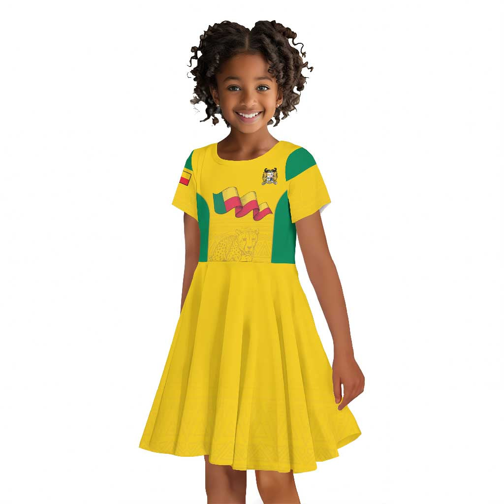 Afro Benin Football Custom Kid Short Sleeve Dress Come On Les Guepards LT15