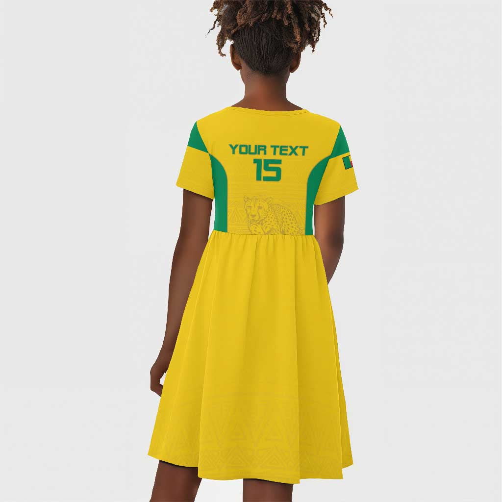 Afro Benin Football Custom Kid Short Sleeve Dress Come On Les Guepards LT15