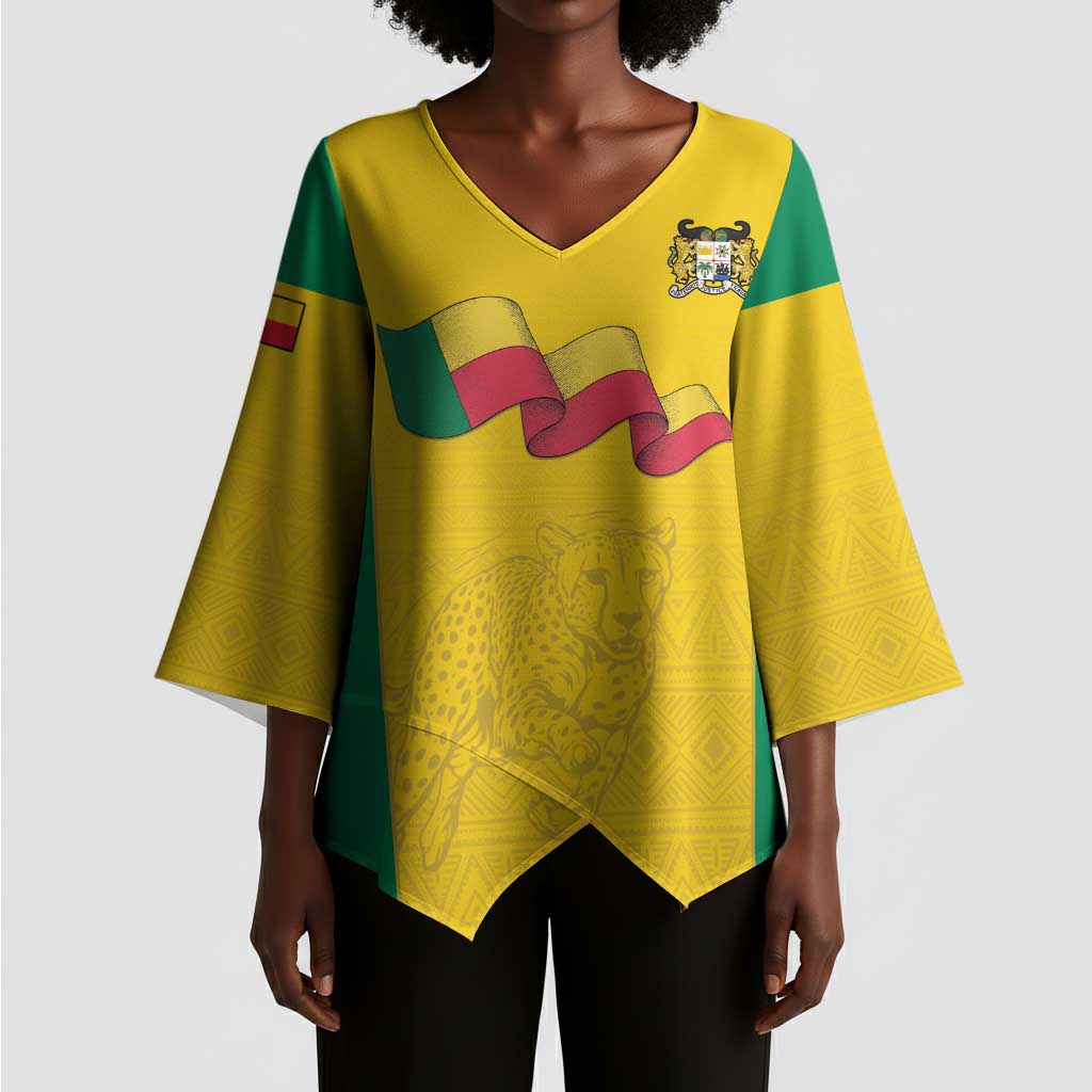 Custom Benin Football Kimono Sleeve Blouse Go Champions Les Guepards