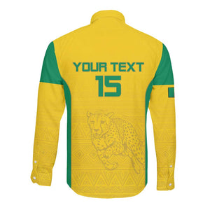 Afro Benin Football Custom Long Sleeve Button Shirt Come On Les Guepards - African Pride
