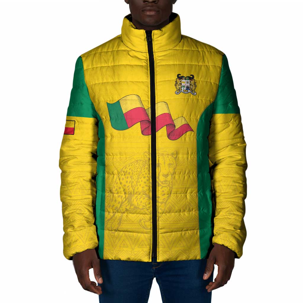 Custom Benin Football Padded Jacket Go Champions Les Guepards