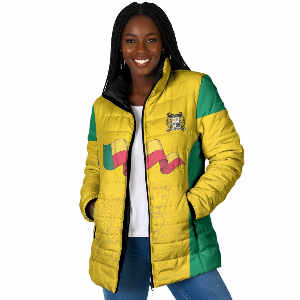 Custom Benin Football Padded Jacket Go Champions Les Guepards