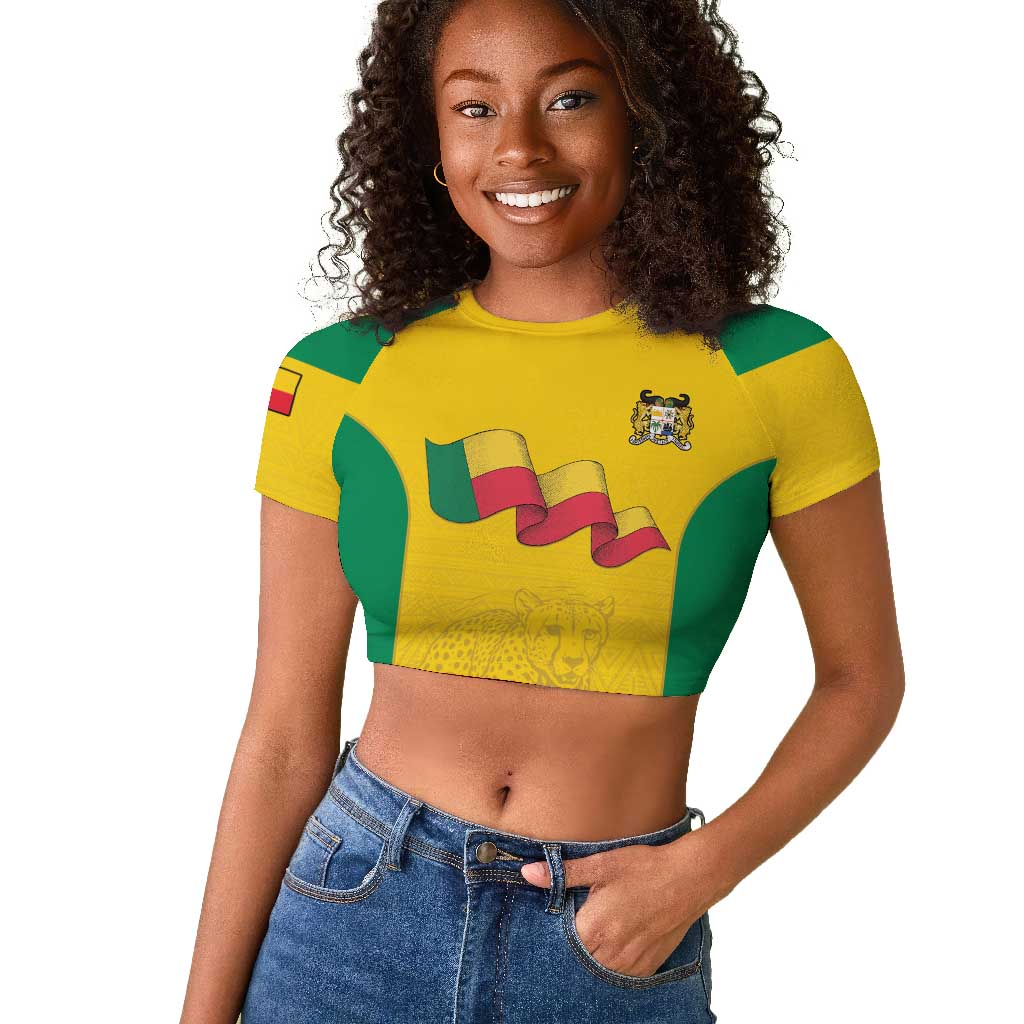 Afro Benin Football Custom Raglan Cropped T shirt Come On Les Guepards LT15